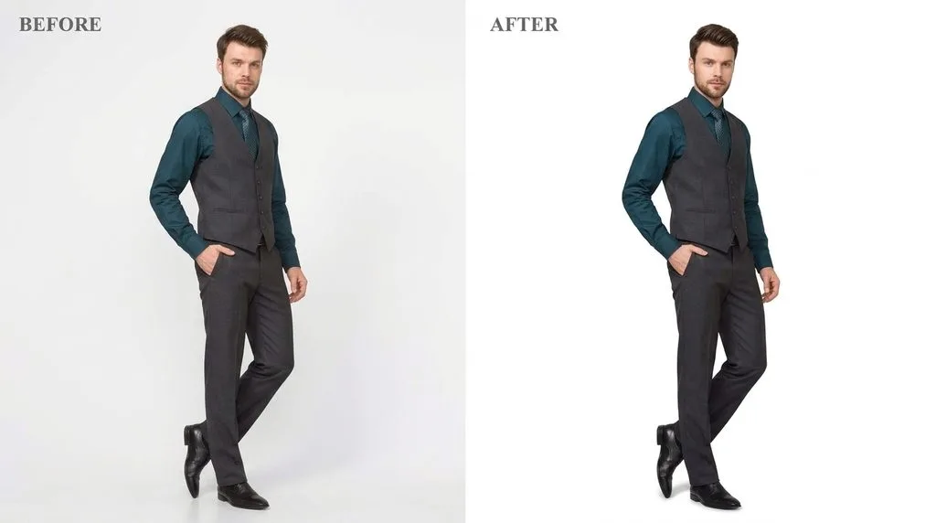 Fashion editorial retouching before and after full body