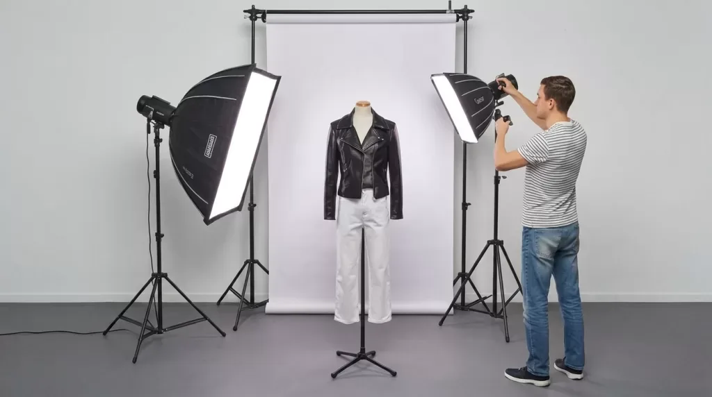 Ghost mannequin apparel photography studio setup